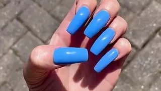 My new blue long nails freshly done
