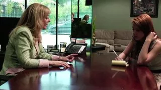 Nina and Pepper have hot lesbian sex in the office