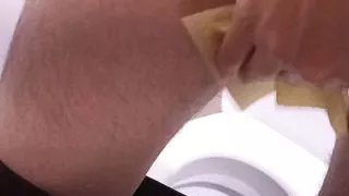 Teen girl went to dormitory toilet to pee and masturbate.