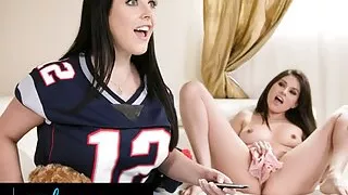 GIRLSWAY - Horny Babe Seeks Her Sports Fan Wife Angela White's Attention During Final Football Game