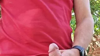 Masturbation and cum outdoor