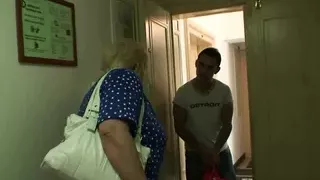 Blond 70 Years Old Granny Rides His Cock