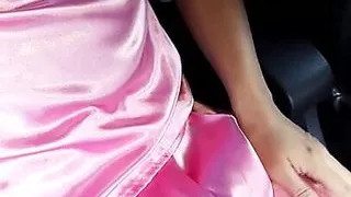 Cum all over wide satin long pants