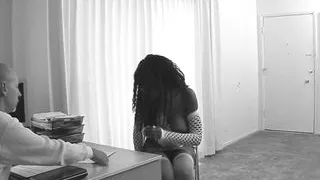 Busty ebony Nyomi in POV style gets fucked in the ass