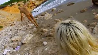 Angell Summers has anal sex and blowjob on the beach