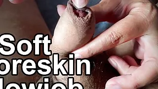 Sucking Soft To Hard Uncut Dick, Foreskin Play. Stepmom Likes To Blow Stepson’s Small Cock And Taking His Cum In Her Mou