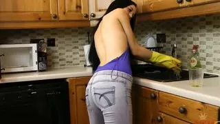 Sexy skinny babe Carmel Cox strips down to show off her sexy body and play with her pussy