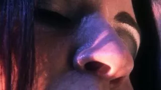 Brunette with bouncy tits rubs her pussy while riding cock