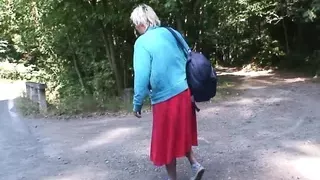 Younger Stallion Fucks Old Granny Roadside Doggystyle