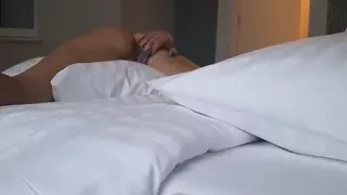 Pillow humping masturbation in Hotel by horny girl