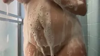 Washing my thick sexy naked fucking body in the shower