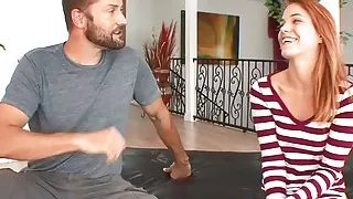 Hot Tight Pussy Redhead Slut gets fucked by Old Guy to give all his cum in her pretty mouth after Blowjob and Handjob