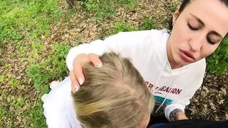 Threesome Outdoor Blowjob - Public POV