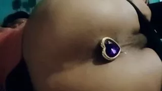 playing with my ass and a golden plug
