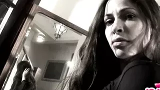 Stockinged Lesbian Nina Strips Off Slowly