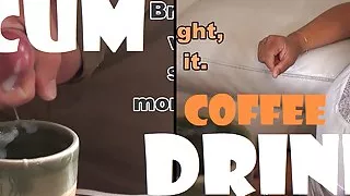 Beautiful teen drinks Coffee with cum
