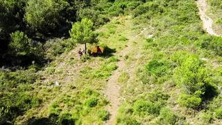 Drone accidentally catches a young couple fucking outdoors