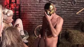 Three sluts get their asses fucked deep in group sex