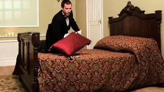 Black babe with huge bombs rides a cock while have her black stockings still on