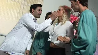 Blondie Gets Gangbanged By Kinky Doctor And Two Male Nurses