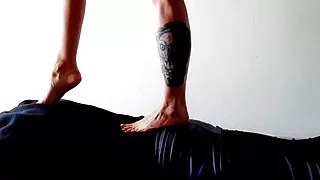 Foot mat for Dominatrix Nika. Trampling the body of a slave.
