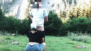 Big ass student fucked in the forest in standing doggystyle