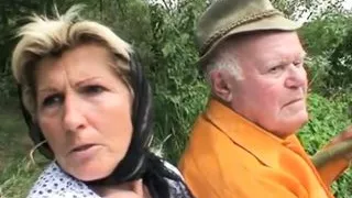 Teen whore in threeway with elderly couple