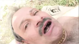 Old pig and young bitch outdoor!