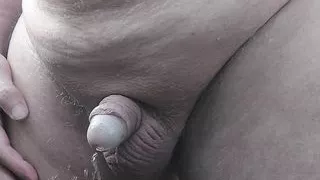 Precum small dick piss in the garden