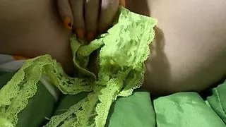 Panties in her pink pussy