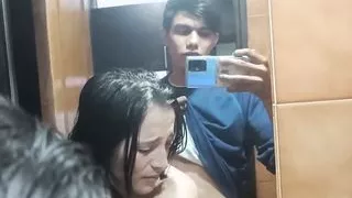 I Get Home From My Girlfriend But I Find Her In The Bathroom, I Ask Her To Suck My Dick To Go To The Party