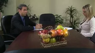 Eating out her super seductive blonde colleagues pussy just so she feels better