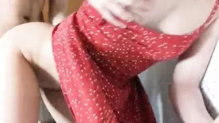 Slim teen cums from doggystyle fucking