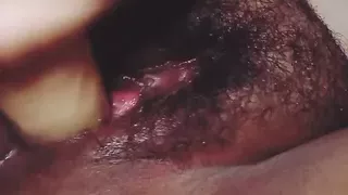 my chubby girlfriend masturbates with her dildo, she puts it in her hairy and chubby pussy and cums