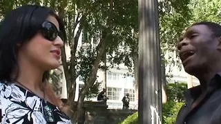 Brunette shemale get hard ass nailed by black bull