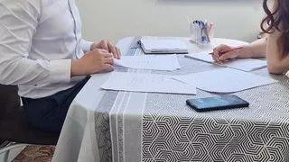 young teen in college exam swallows cum