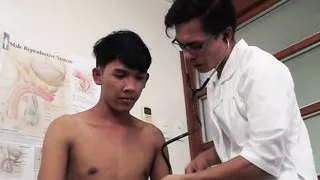 Asian doctor inspecting twinks butt