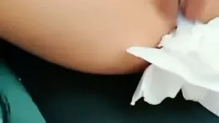 Trying to have sex in a car and creampie. The place is small, so the camera shakes.