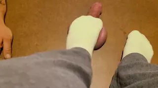 With The Worm: Made him cum with my green socks