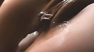 Gentle fuck and fat creampie close up