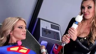 Superwoman and Batwoman are using all sorts of sex toys so they can climax together