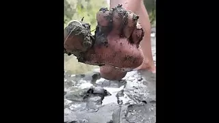 Domina Evgenia - golden rain, dirty feet (POV)