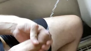 Teen jerk in bus and make huge load for the front seat try clean and eat cum