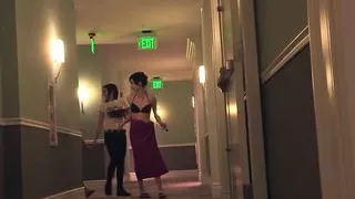 What an amazing threesome lesbian action with three stunning beauties and a big white strap on