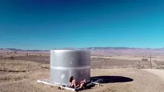 Big titted dykes are having a wonderful lesbian action including scissoring outdoors under the clear blue sky