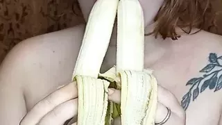 playing with bananas on camera