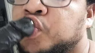 Sloppy head with my six inch dildo