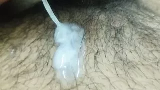 older daddy cumming on his belly
