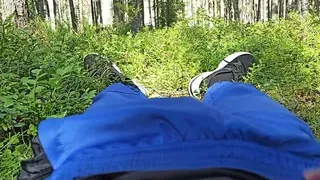 Teen masturbates dick in the woods