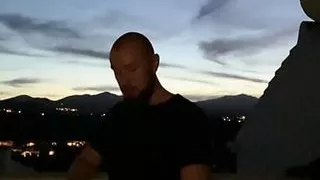 Nudist, getting naked on the balcony and blowing a load.